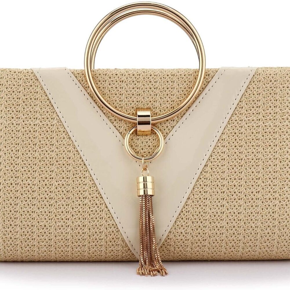 Straw Handbag Evening Bag Clutch Purses for Women, Fashion Summer Beach Tote Tas
